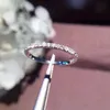 Genuine 18K white gold pave Diamond Ring Fine Jewelry Simple Round Thin Rings for Women Element Ring gift 210623