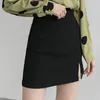Étudiant de mode coréenne solide taille haute jupe fendue mince été fesse enveloppant mini jupes courtes femmes mujer faldas 210508
