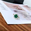 Peri'sBox 10 Designs Green CZ Stone Rings Square Oval Geometric Rings for Women Love Heart Vintage Stacking Ring Adjustable 2020 X0715