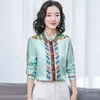 Runway Luxury Retro Silk Satin Shirt Long Sleeve Spring Autumn Winter Womens Designer Button Tops Slim Office Ladies Printed Blous253G