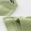 WAVLATII Women 100% Cotton T shirts Female Green Fashion Oversized Streetwear Short Sleeve Tees Tops for Summer WT2201 220307