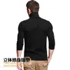 Homens Moda T Camiseta Tees Slim Tops Masculino Estiramento T-shirt Turtleneck Manga Longa Camisetas Altifa Colares Algodão dos homens 210726