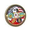 Ambachten VS Navy USAF USMC Army Coast Guard Freedom Eagle 24K Gold Plate Rare Challenge Coin Collection for Five Major Military Nations XHH21-410