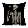 Skelettkudde Skydd Dekorativ Vit Svart Blank Skull Kärlek Bomull Linen Kudde Case Flax Pillowcase Bone Singing Dancing