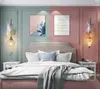 Dessin animé enfants bébé tenture murale LED résine licorne lampe AC220V bleu rose applique pour princesse fille chambre décoration