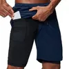 Men Running Shorts Gym Compression Phone Pocket Wear Under Base Layer Athletic Solid Tights Pants 10