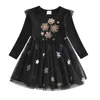 子供のドレスの女の子のための長袖の女の子スノーフレークスパンコールドレスイヤーコスチュームプリンセスドレスキッズクリスマス服vestidos 211224