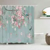 Style chinois fleurs oiseau paysage imperméable rideau de douche rideaux de bain impression 3d salle de bain avec crochets écran en tissu lavable 211116
