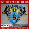 Carrosserie de moto pour Yamaha YZF-R1 YZF R 1 1000 cc 2004-2006 Body 89NO.162 YZF1000 YZF R1 1000CC YZFR1 04 05 06 YZF-1000 2004 2006 Kit de carénage OEM Shark Fish Fish rouge