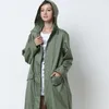 Women's Cape Womens Fastion Green Plaid Long Raincoat Waterproof Rain Jacket Coat Hiking Windbreaker