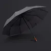 Automatic Three-fold BlackTen Bones Strong 115CM Windproof Sunny Umbrella Double Men Mens Gifts