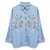 koszula dżinsowa haftowa kwiatowa
