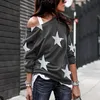 新しいファッションTシャツの女性Oneck FivePointed Star Tops TEES女性長袖ストリートレディースプラスサイズコードS5XL T200614