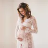 White Sexy Maternity Pography Dresses Lace Fancy Pregnancy Shoot Dress Long Women Maxi Gown For Pregnant Po Prop 210721