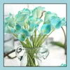Calla Lily Bride Bouquet 34cm Long Single Artificial Flower Silk 13 Färg Alternativ för Bröllopsdag Hem Dekoration Drop Leverans 2021