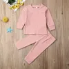 Baby Clothes Set Autumn Unisex 2pcs / set Long Sleeves Boys Girls Home Underwear kostym Toddler 210528
