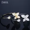 Zakol Luxury Aaa Cubic Zircon Micro Pave Cuff Bangles para mujer Moda Rose Flower Wedding Jewelry Fsbp176 Q0720