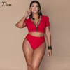 LISM Zweiteiliges Set Body Tankini Plus Size Badeset L4XL Badeanzug Sexy Brasilianischer Stil Beachwear Mode Großer Badeanzug4870039