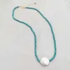 Naturlig ädelsten choker halsband äkta turkos barock pärla bohemian boho collier femme 14k guld fyllda kvinnor smycken 210621
