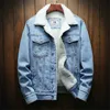 Winter Jean Jackets Men Warm Denim Coats Fashion Cowboy Outerwear Men Liner Thicker Fleece Denim Jacket Black Blue Plus Size 6XL 210928