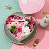 2021バレンタインデー石鹸の花ハート型のバラの花と箱の花束の結婚式の装飾ギフト祭ギフト