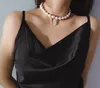 Vit Single Pearl Choker Halsband Enkel Pearl Drop Necklace Barock One Pearl Necklace Neck Choker Chokers for Girls