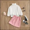 Clothing Sets Baby & Kids Baby, Maternity Girls Outfits Children Knitted Sweater Plover Tops+Pu Skirts 2Pcs/Sets Spring Autumn Fashion Bouti