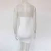 Beyprern 2021 nuevo precioso Mini vestido de cristal para mujer elegante blanco lentejuelas Patchwork fiesta Club vestido cumpleaños trajes al por mayor X0521