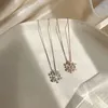 Flash Cubic Zircon Snowflake Pendant Necklace Fashion Clavicle Chain Rose Gold Silver Color Necklaces For Women S-N605