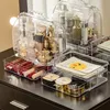 Acrylic Makeup Organizer Очистить косметические ювелирные изделия Ящик для хранения двойной открытой крышки женщины косметические ящики для хранения рабочего стола макияж Case Y200628