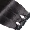 二重延伸骨ストレートヘアウィーズバンドルVriginヘアエクステンション自然な色厚い端の髪の束