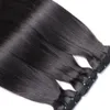 12a Super Double Drawn Bone Straight Human Hair Weaves 3 Bunds Natural Color Thick Ends