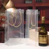 Duidelijke transparante tassen wijn verpakking tas 13 "Champange Three-PLY Twine PP touw sap cadeau fles pot xmas tassen 211027