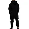 Mens Pure Color Splicing Jumpsuit Men One-piece Garment Pajama Playsuit Zipper Hoodie Male Onesie Комбинезоны Комбинезоны Hombre 201210