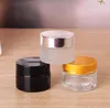 5g / 5ml 10g / 10ml Bouteilles de pot vides cosmétiques Maquillage Bouteille de contenant de crème pour le visage avec couvercle en argent noir et tampon intérieur SN2559