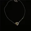 Anhänger Halsketten U-magische Aussage Asymmetrie Liebe Herz Halskette für Frauen Rosa Rhinestone Metall Silber Farbe Kette Schmuck