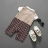 Född toddler baby pojkar sommar kläder liten gentleman passar dop formell fest spädbarn romer jumpsuit outfits barn kläder