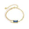 Bracelet style latt pour femmes, saphir, bijoux accsori, acier inoxydable, diamant réglable