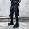 メンズパンツ2022春秋のリボンバックルカジュアルカーゴマンヒップホップテックウェアジョガーズ日本のファッションズボンストリートウェア