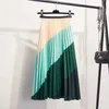 Marwin New-Bid Spring Rainbow обесцвечивание шелковой поверхности ретро женские юбки высокий уличный стиль A-Line Striped юбок 210309