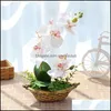 Festive Party Supplies Home Garden Decorative Flowers & Wreaths Artificial With Pot Orcs Double Fork Bonsai Fake Flower For Home/Garden Deco