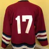 Thr # 17 Zirvesi Lisesi New Jersey Hokey Jersey 100% Dikişli Nakış S Hokey Formaları Kırmızı Bağbozumu