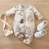 Ankomst Höst och Vinter Baby Dinosaur Allover Jumpsuit Kläder Animal Print Cute 210528