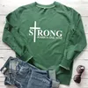 Strong Joshua One Nine Sweatshirt Frauen Religiöse christliche inspirierende Sweatshirts Casual Langarm Jesus Bibel Pullover T200525