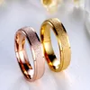 Fashion Simple Scrub Stainless Steel Women Band Rings 6 mm Width Rose Gold Color Finger Gift For Girl Jewelry
