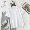 Hsa Mode T-Shirt weiblich weiß Kurzarm Little Leaf bestickt Eltern-Kind Kurzarm solide Paar tragen 210716