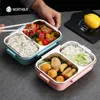 Worthbuy Japansk lunchlåda med fack 304 rostfritt stål Bento för barnskolans matbehållare läckagesäker 210709