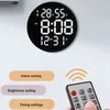 LED Large Number Digital Smart Wall Clock Temperature And Humidity Display Electronic Modern Design Home Decoration 211110