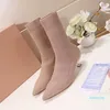 Autumn Winter Socks heeled heel Boots Fashion sexy Knitted elastic boot designer women shoes lady Thick high heels