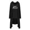 Vrouwen Hoodies Lange Onregelmatige Bad Witch Tops Kawaii Femmes Sweatshirts Patroon Grappige Katoen bijgesneden Oversize Hoodies Jurk 210816